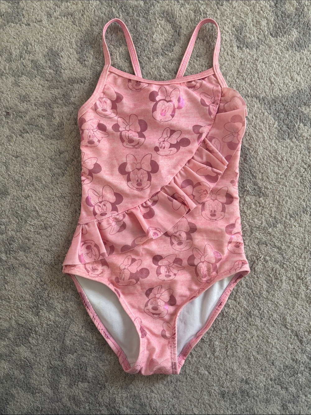 Pink Minnie Mouse Ruffle One-Piece Swimsuit, Size 3T